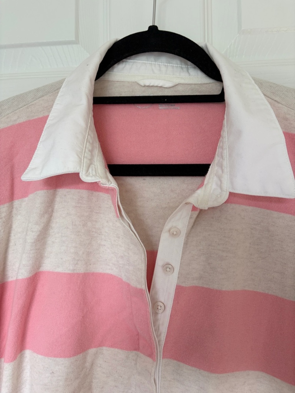 Aerie Pink and Cream Striped Rugby Polo Top - Picture 3 of 3